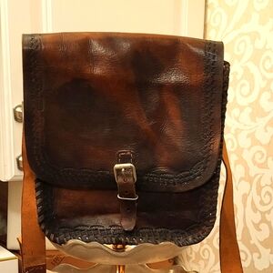 Leather Messenger Bag - Brown